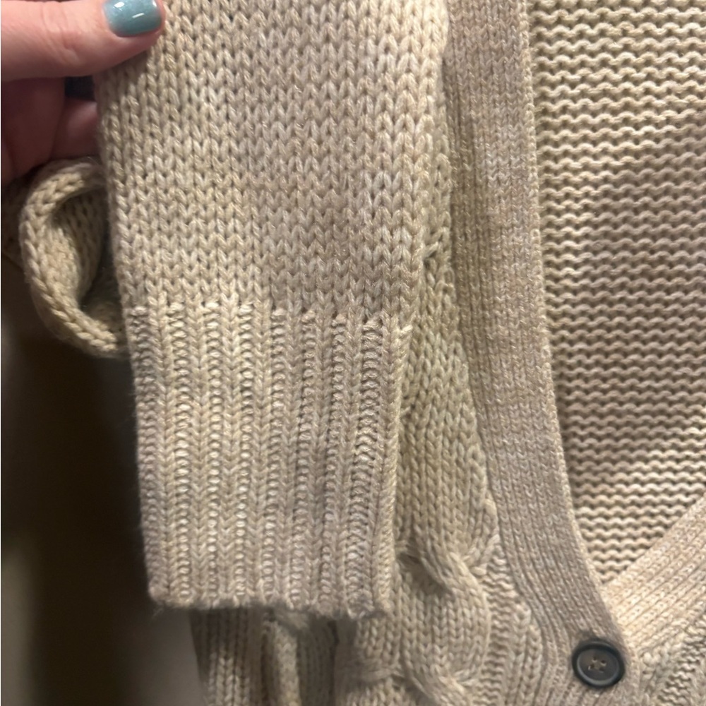 Pink Rose Beige Cable Knit Cardigan - Picture 5 of 6